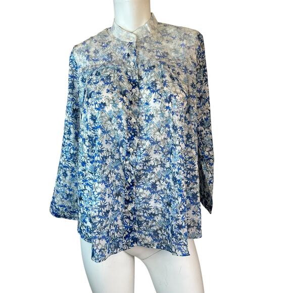 CAS Cloth and Steel Women's Franny Top Blue Floral Print NWT sz M $388 Italy - Picture 1 of 12